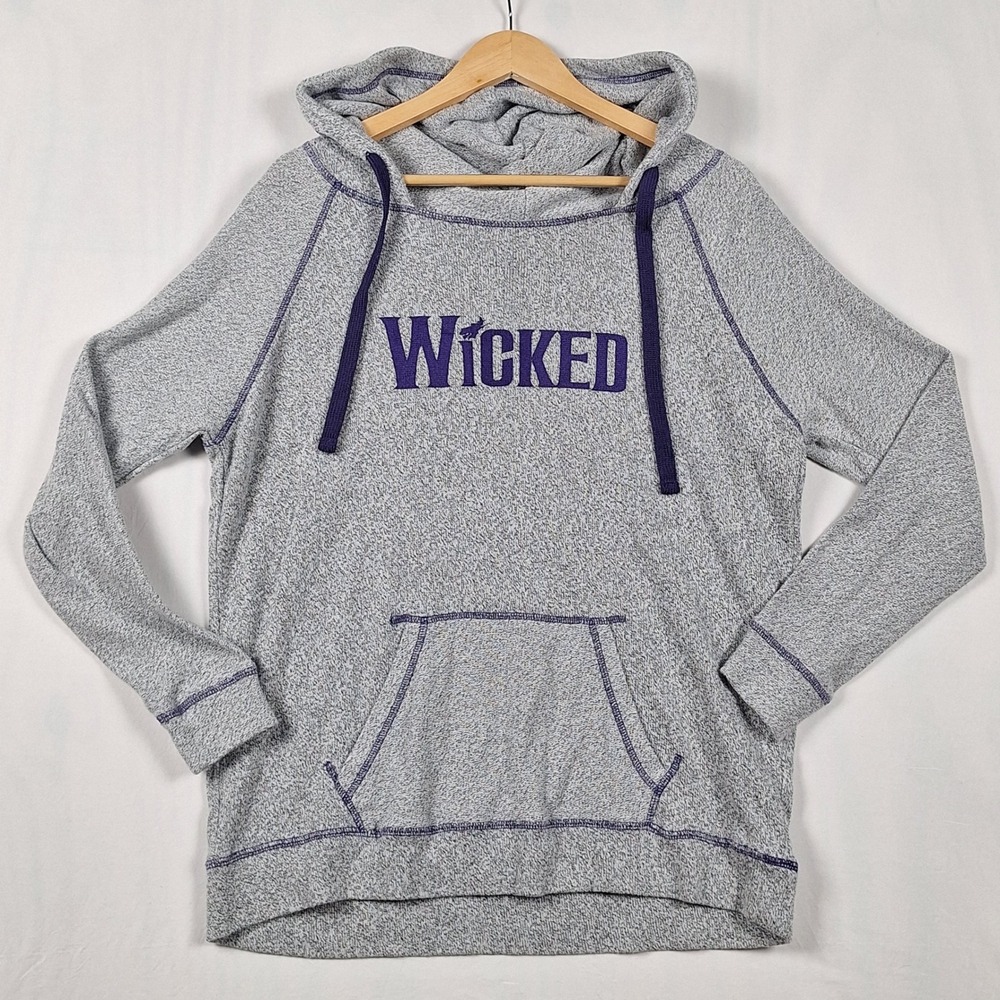 Wicked The Musical Broadway Official Logo Hoodie Grey Purple Large